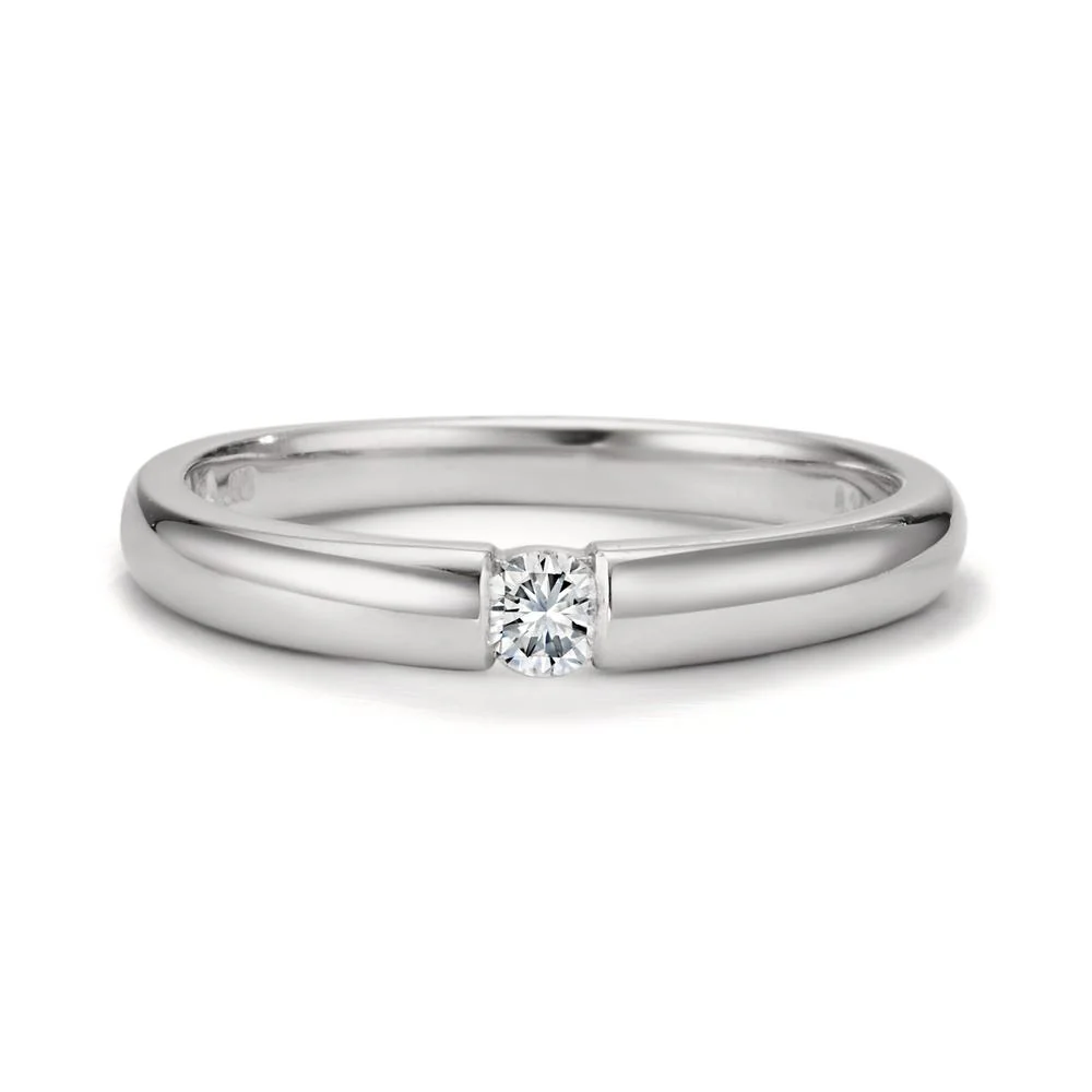Anello solitario Oro bianco 750/18 carati Diamante 0.10 ct, w-si - Image 3