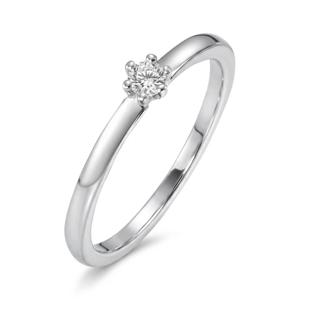 Anello solitario Oro bianco 750/18 carati Diamante 0.10 ct, w-si