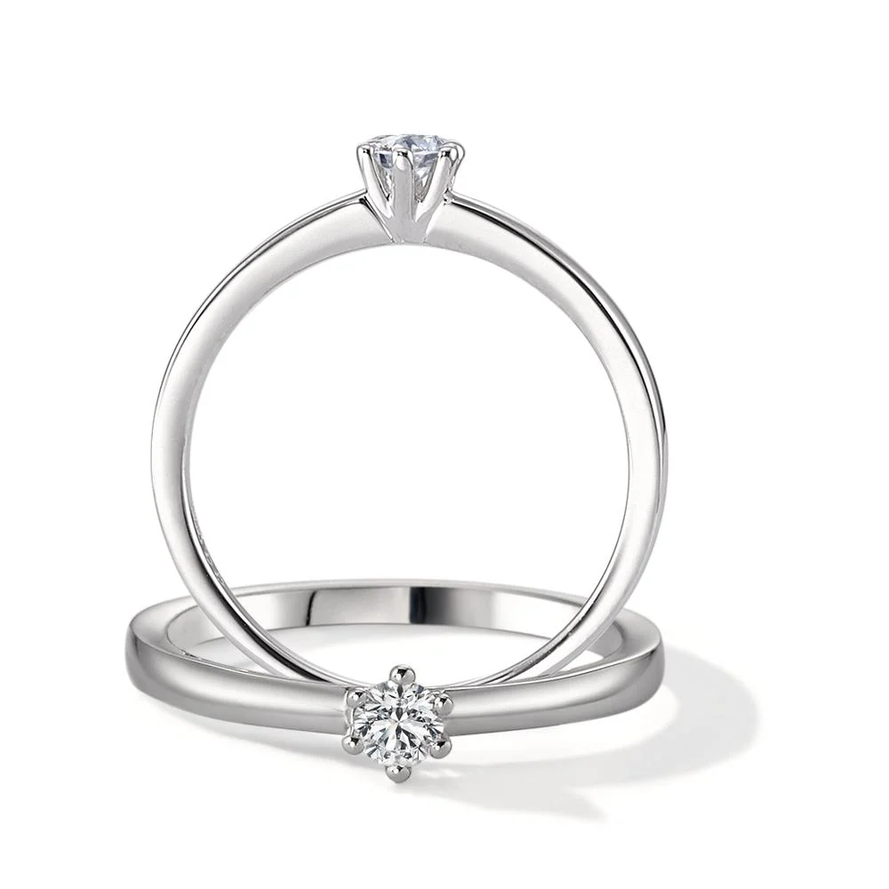 Anello solitario Oro bianco 750/18 carati Diamante 0.10 ct, w-si - Image 6