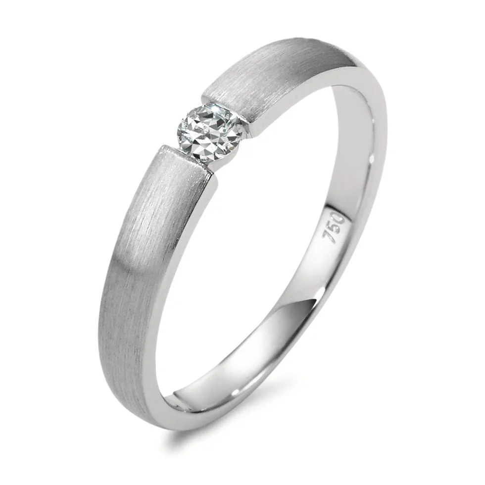 Anello solitario Oro bianco 750/18 carati Diamante 0.10 ct, w-si