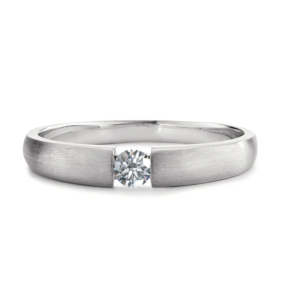 Anello solitario Oro bianco 750/18 carati Diamante 0.10 ct, w-si - Image 2