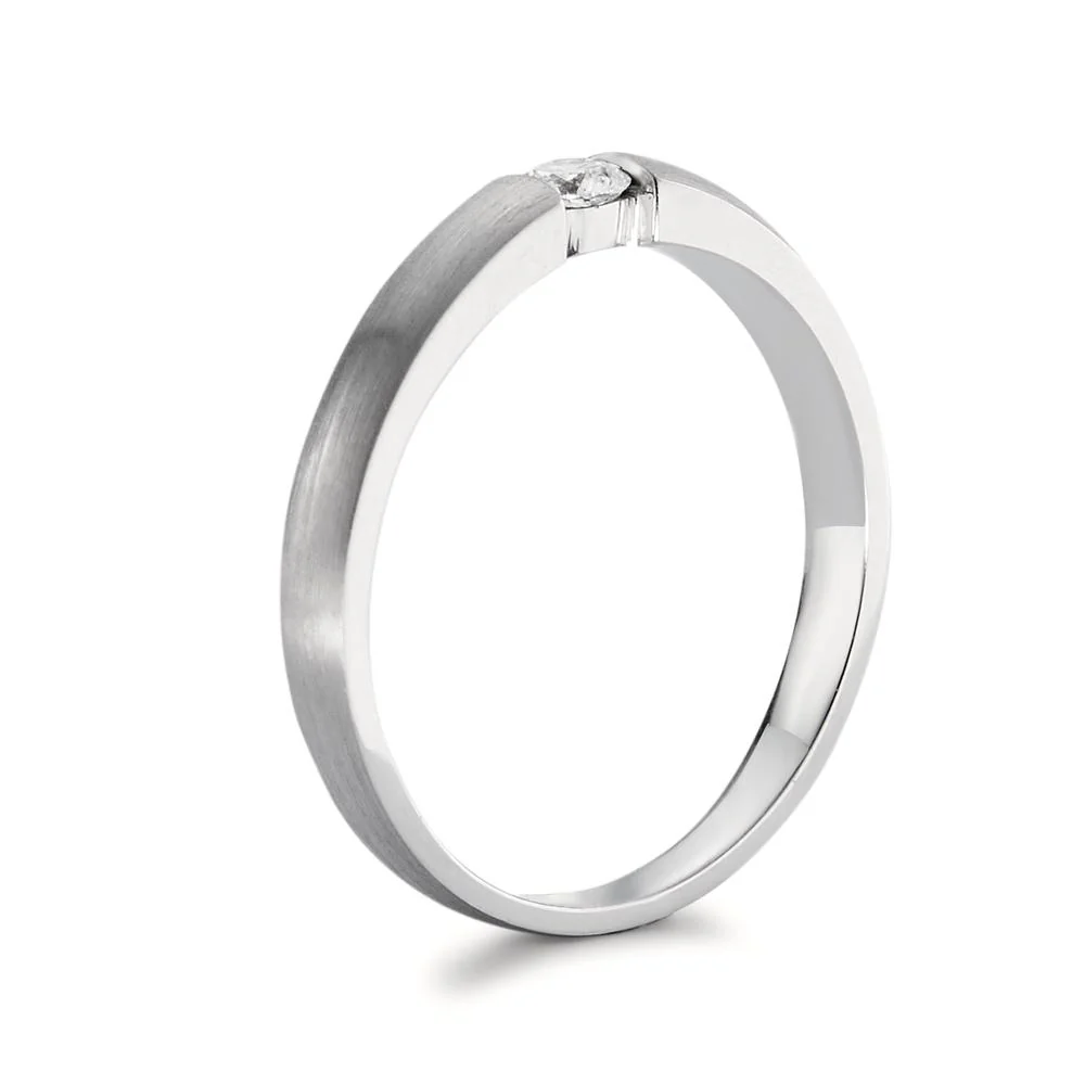 Anello solitario Oro bianco 750/18 carati Diamante 0.10 ct, w-si - Image 3
