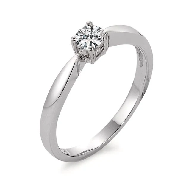 Anello solitario Oro bianco 750/18 carati Diamante 0.10 ct, w-si