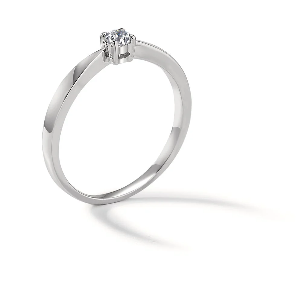 Anello solitario Oro bianco 750/18 carati Diamante 0.10 ct, w-si - Image 3