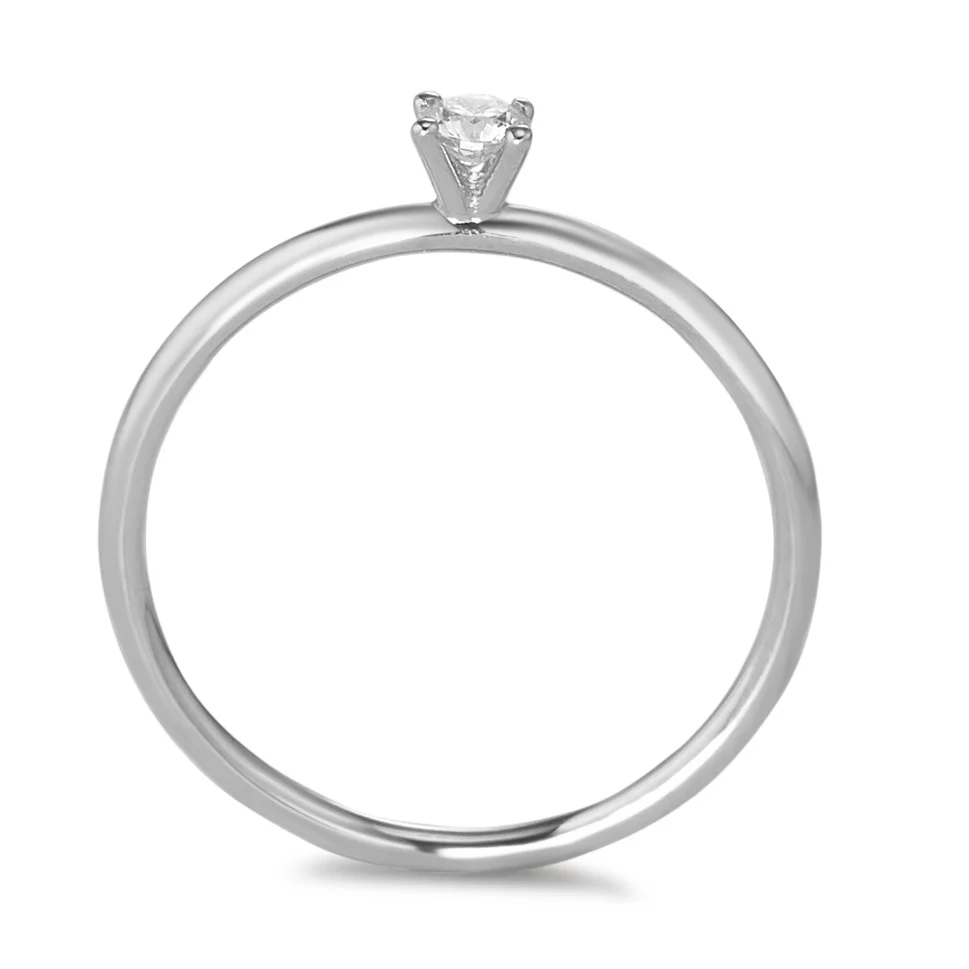 Anello solitario Oro bianco 750/18 carati Diamante 0.10 ct, w-si - Image 2