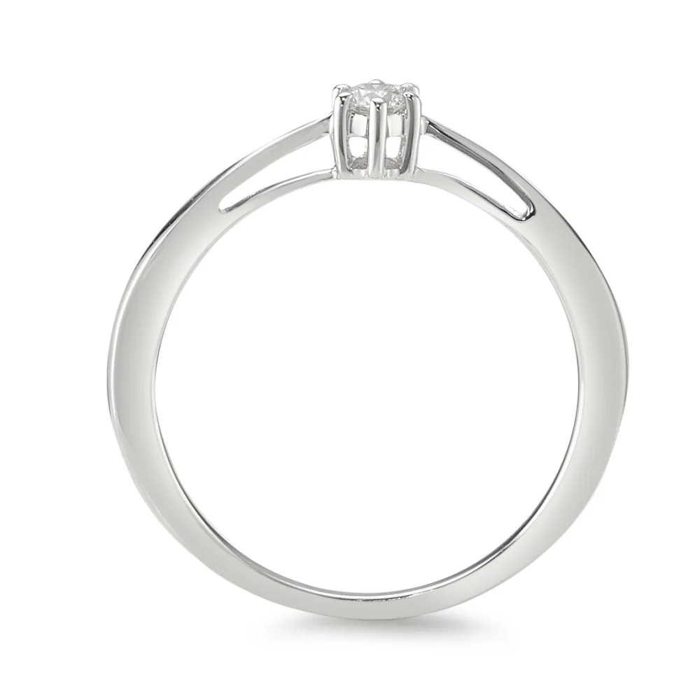 Anello solitario Oro bianco 750/18 carati Diamante 0.10 ct, w-si - Image 2