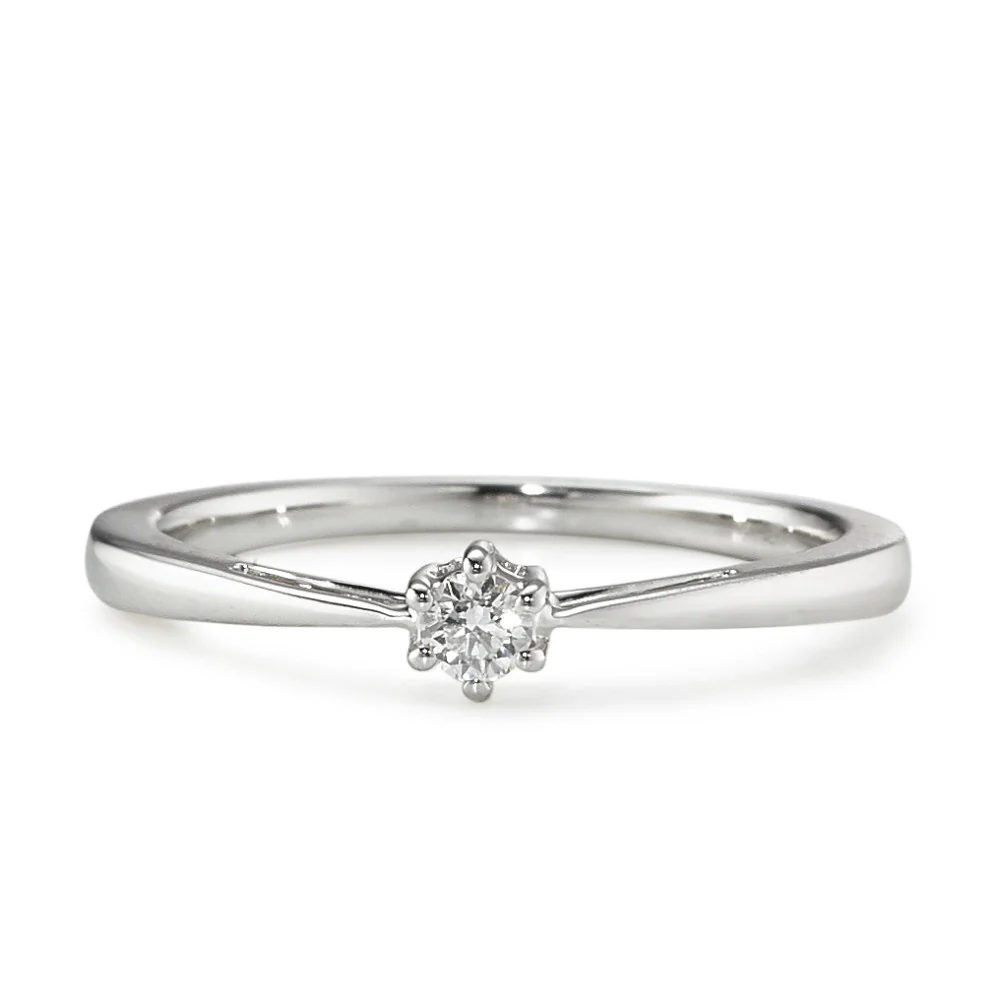 Anello solitario Oro bianco 750/18 carati Diamante 0.10 ct, w-si - Image 3