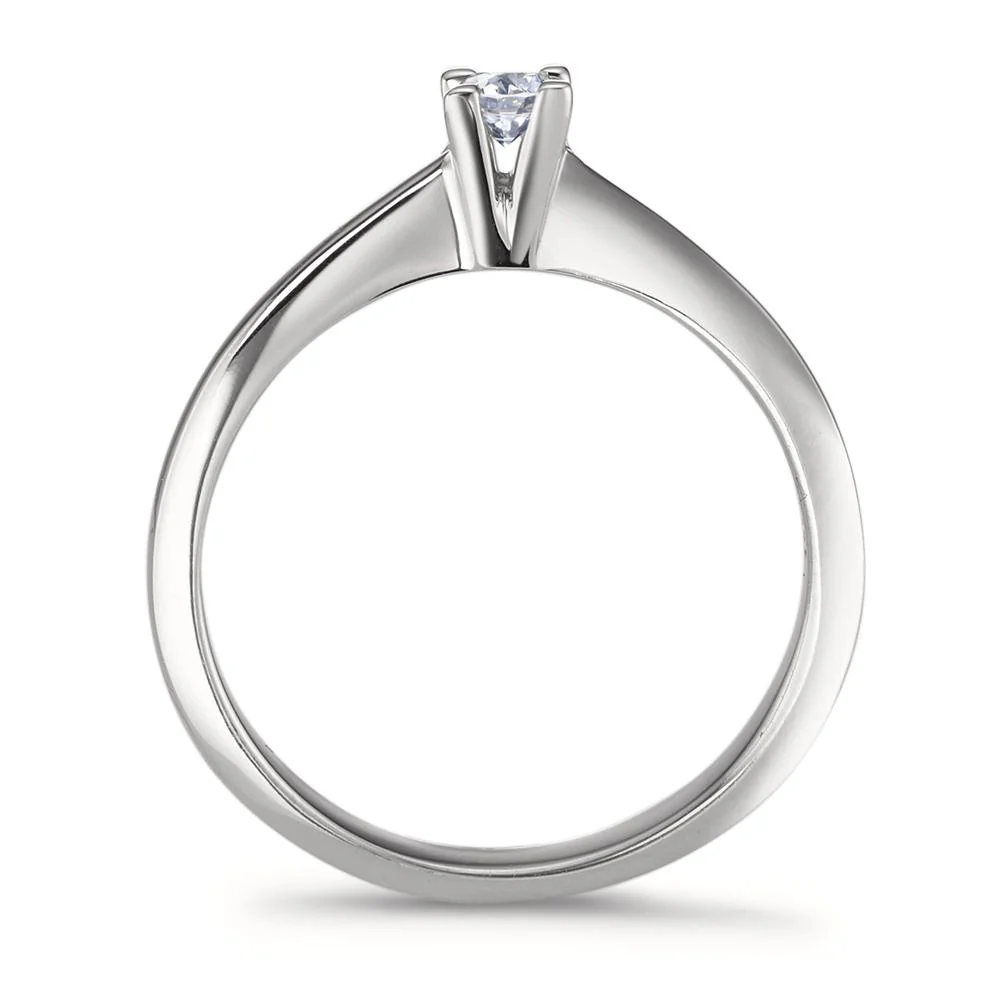 Anello solitario Oro bianco 750/18 carati Diamante 0.10 ct, w-si - Image 2