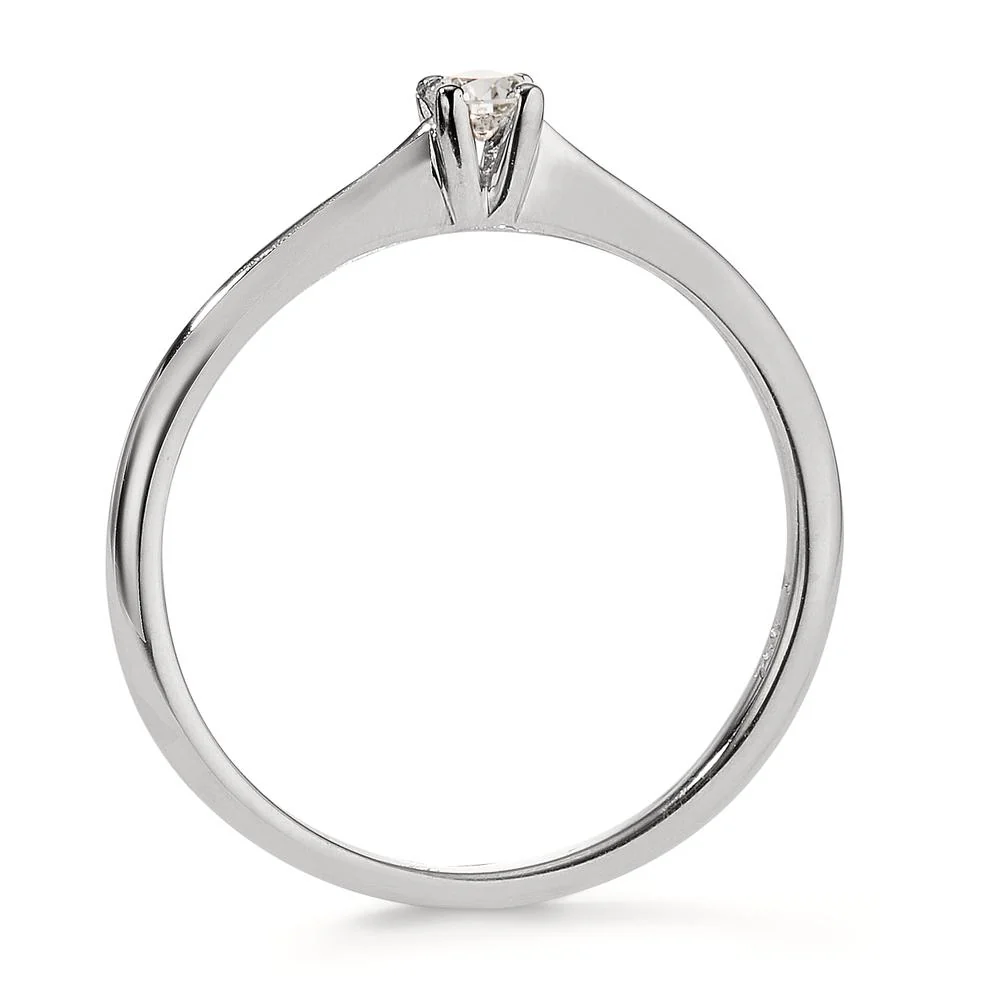 Anello solitario Oro bianco 750/18 carati Diamante 0.10 ct, w-si - Image 2