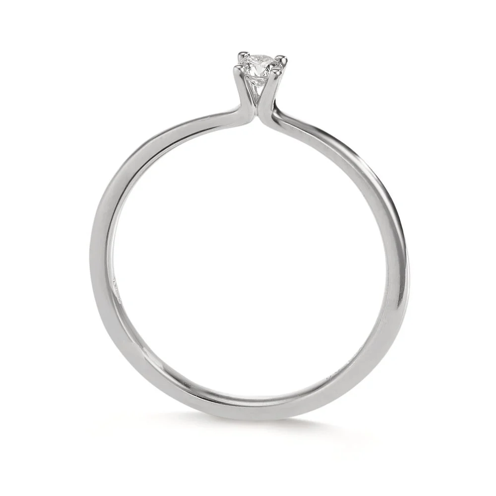 Anello solitario Oro bianco 750/18 carati Diamante 0.10 ct, w-si - Image 2