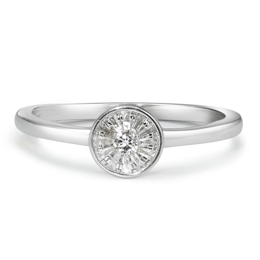 Anello solitario Oro bianco 750/18 carati Diamante 0.15 ct, 13 pietra, w-si - Image 3