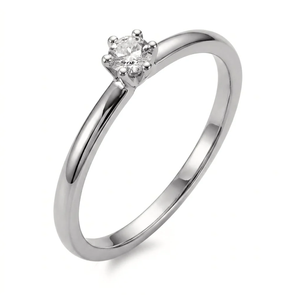 Anello solitario Oro bianco 750/18 carati Diamante 0.15 ct, w-si