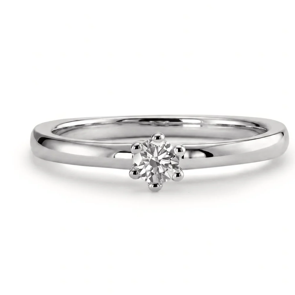 Anello solitario Oro bianco 750/18 carati Diamante 0.15 ct, w-si - Image 3