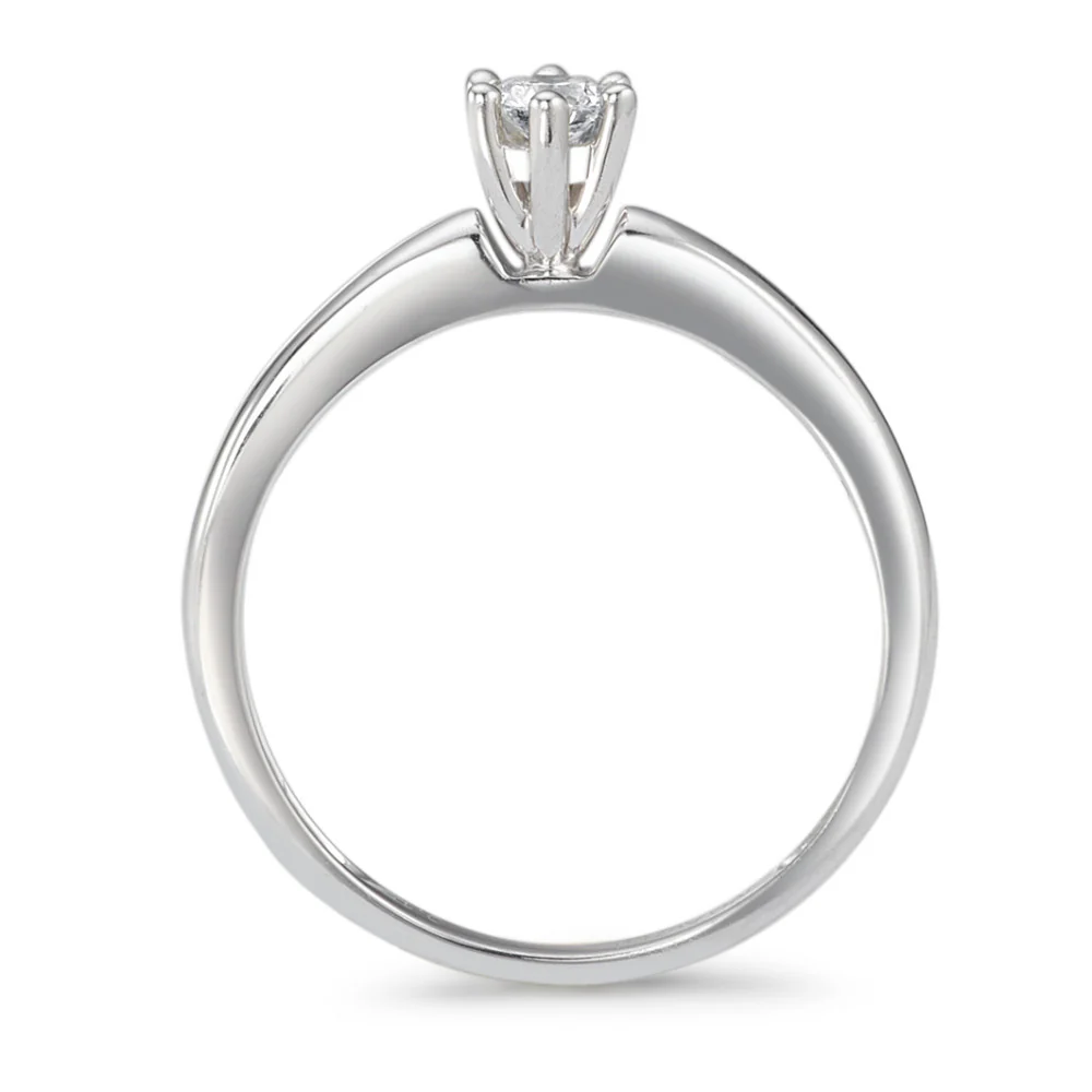 Anello solitario Oro bianco 750/18 carati Diamante 0.15 ct, w-si - Image 2