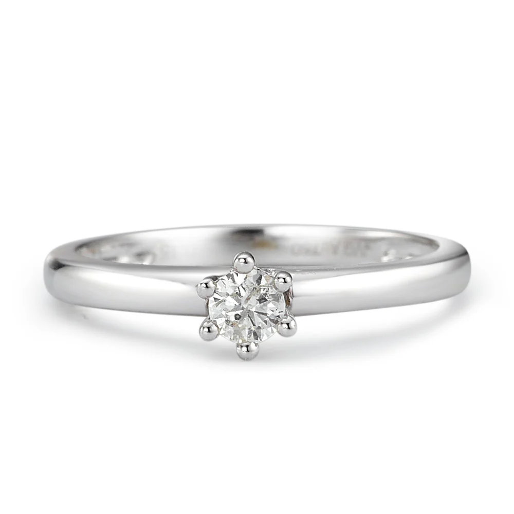 Anello solitario Oro bianco 750/18 carati Diamante 0.15 ct, w-si - Image 3