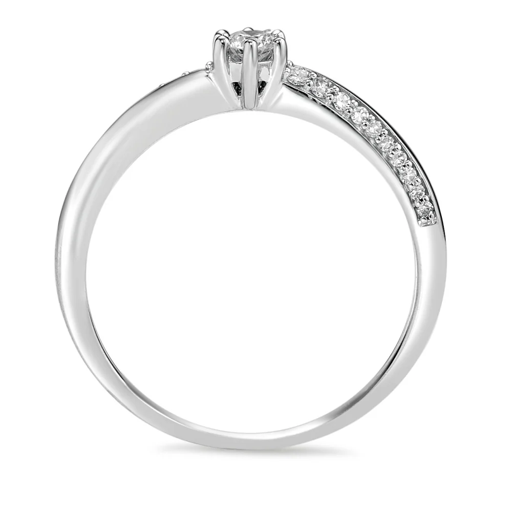 Anello solitario Oro bianco 750/18 carati Diamante 0.15 ct, w-si - Image 3