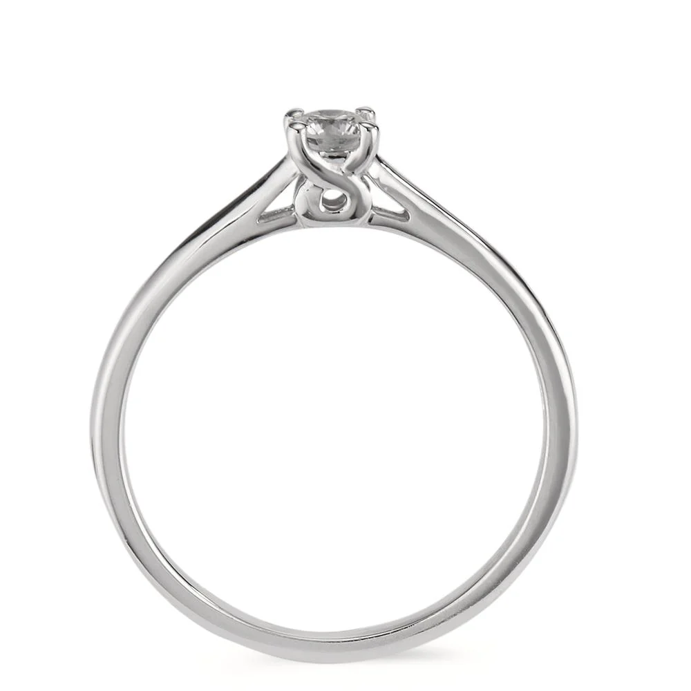Anello solitario Oro bianco 750/18 carati Diamante 0.15 ct, w-si - Image 2