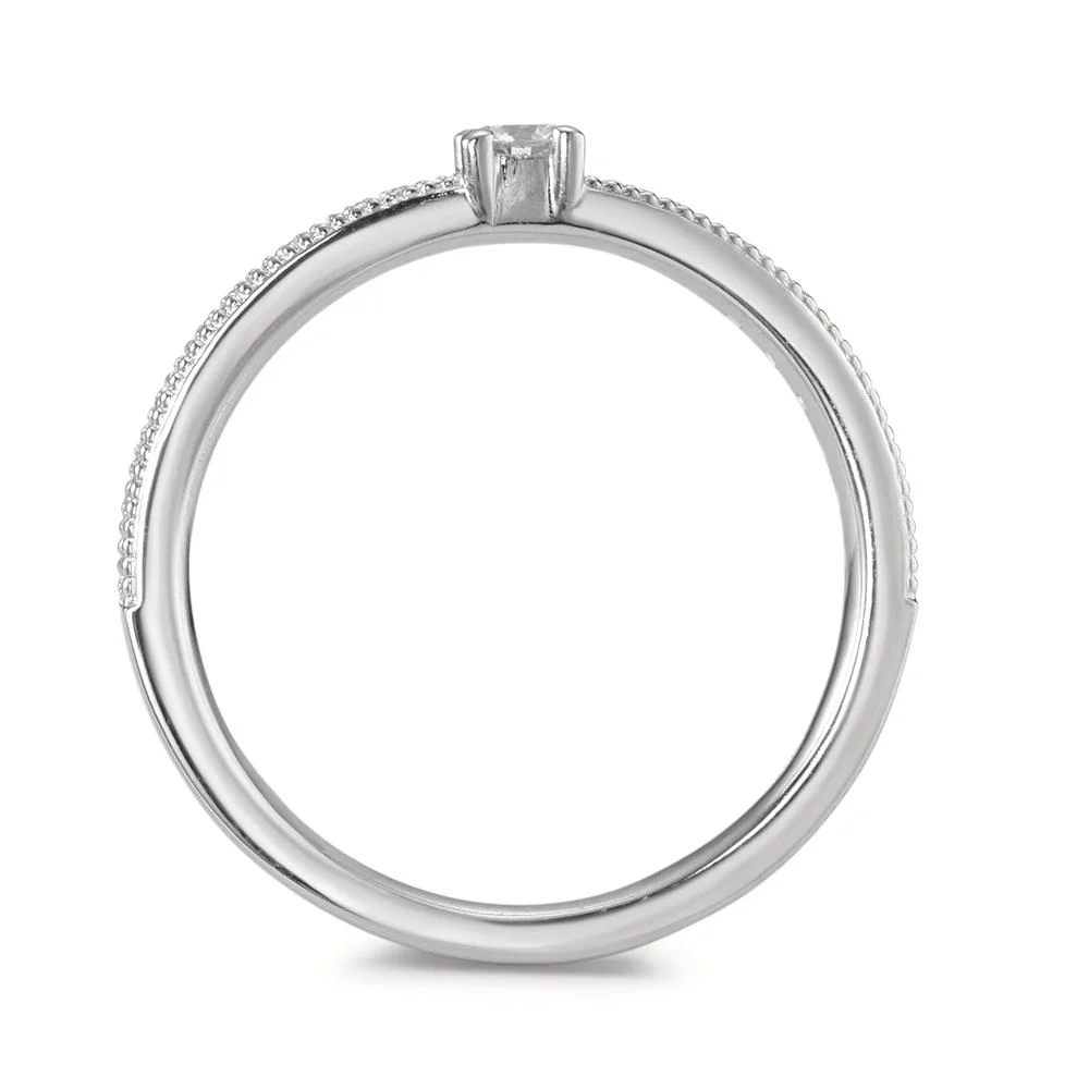 Anello solitario Oro bianco 750/18 carati Diamante 0.16 ct, 19 pietra, [Brillant], w-si - Image 2