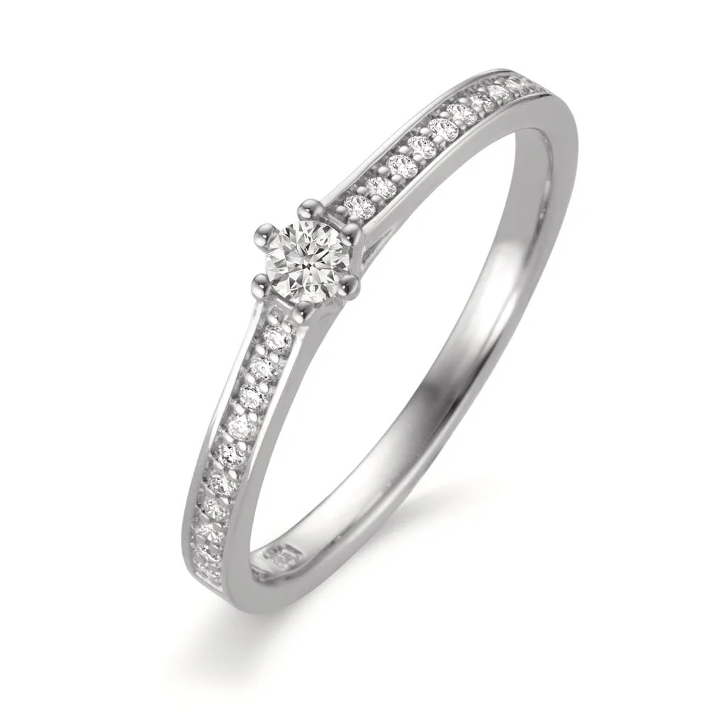 Anello solitario Oro bianco 750/18 carati Diamante 0.16 ct, 21 pietra, w-si
