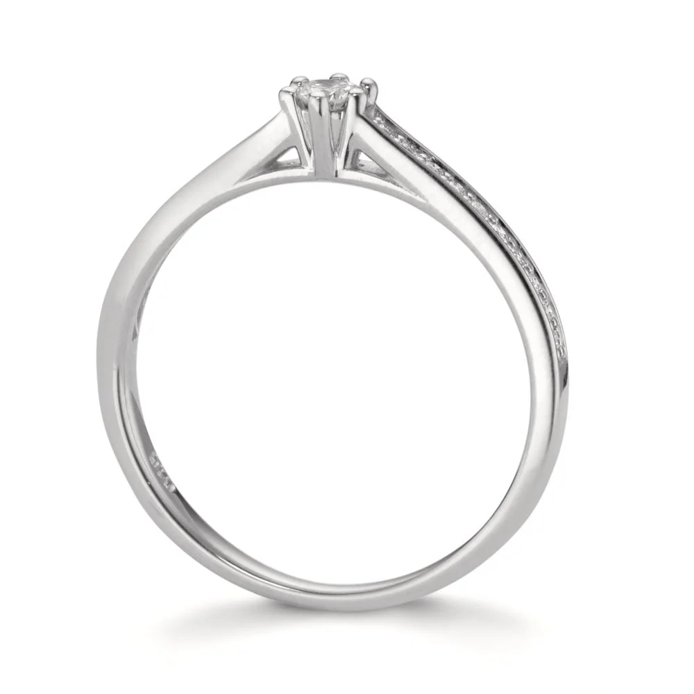 Anello solitario Oro bianco 750/18 carati Diamante 0.16 ct, 21 pietra, w-si - Image 2