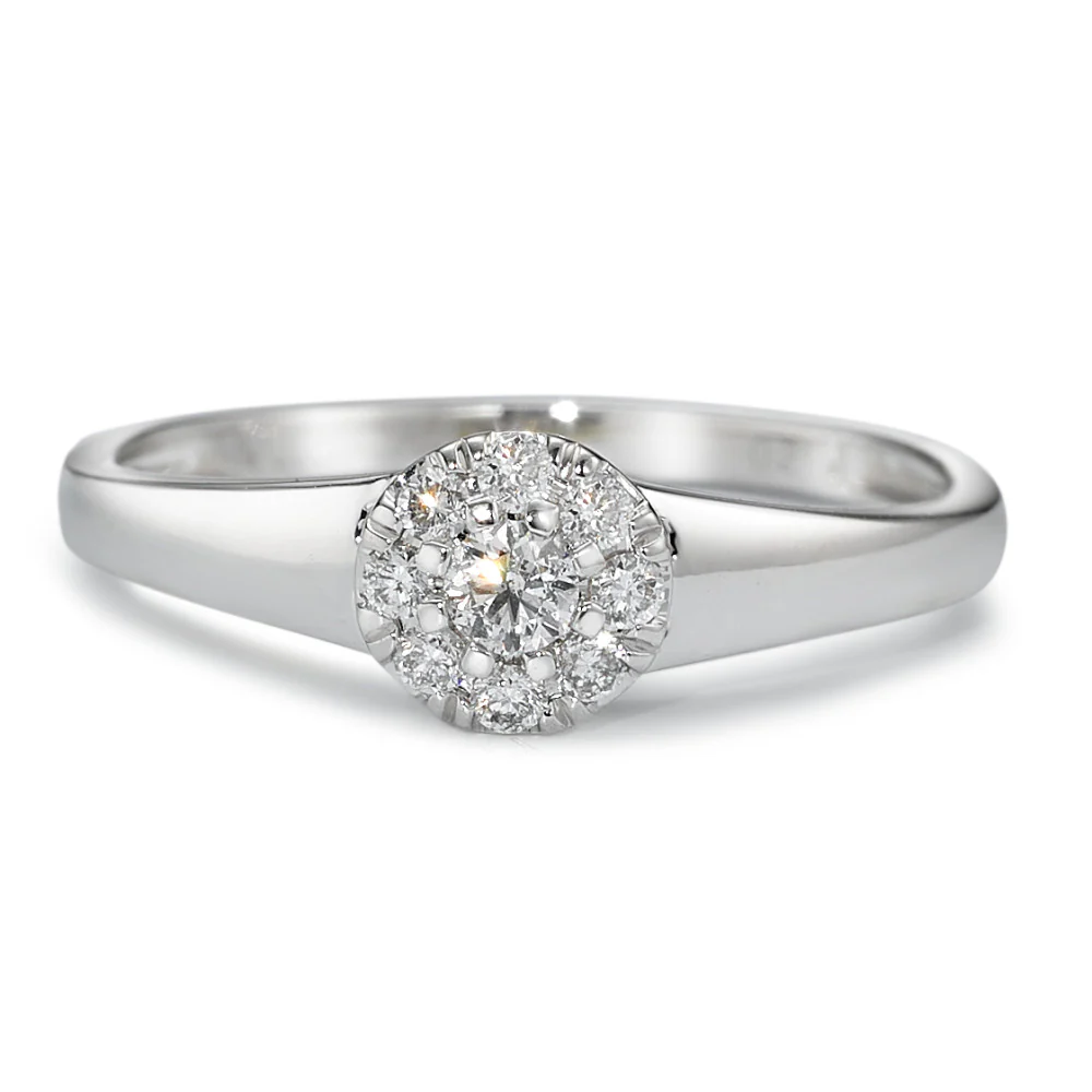 Anello solitario Oro bianco 750/18 carati Diamante 0.17 ct, 9 pietra, w-si - Image 2
