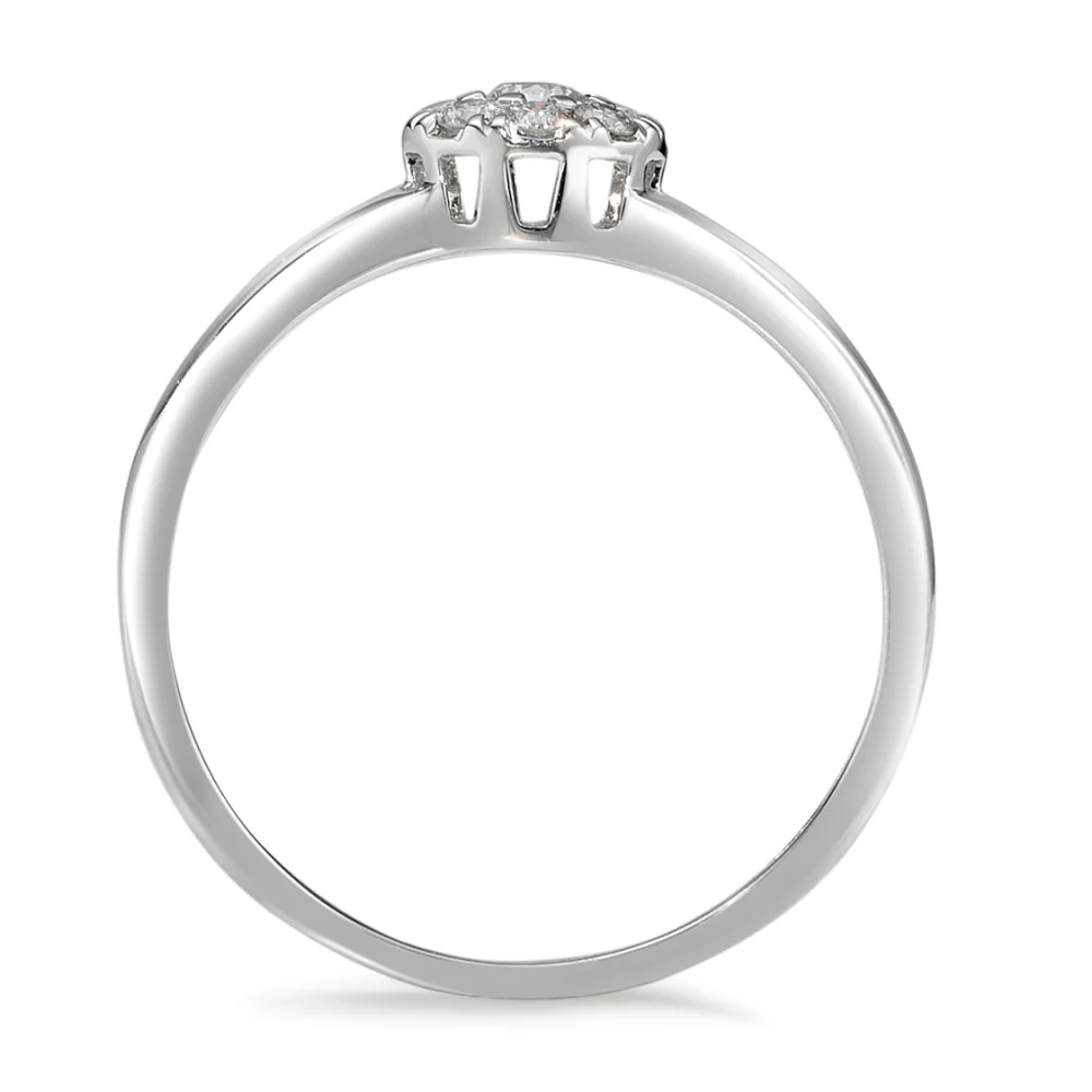 Anello solitario Oro bianco 750/18 carati Diamante 0.17 ct, 9 pietra, w-si - Image 3