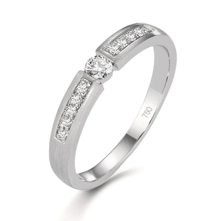 Anello solitario Oro bianco 750/18 carati Diamante 0.20 ct, 11 pietra, w-si