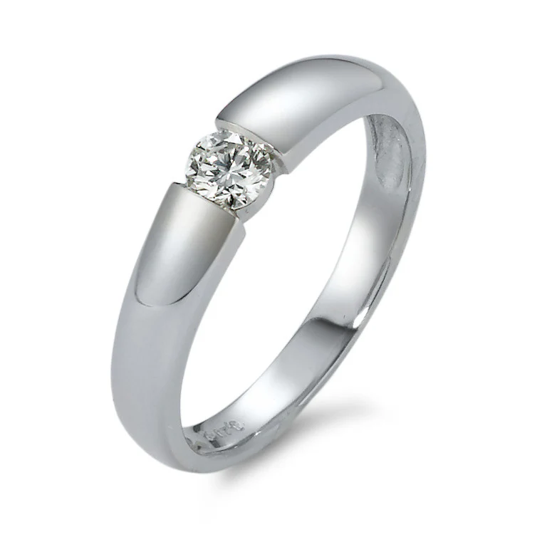 Anello solitario Oro bianco 750/18 carati Diamante 0.20 ct, vsi Ø3.5 mm