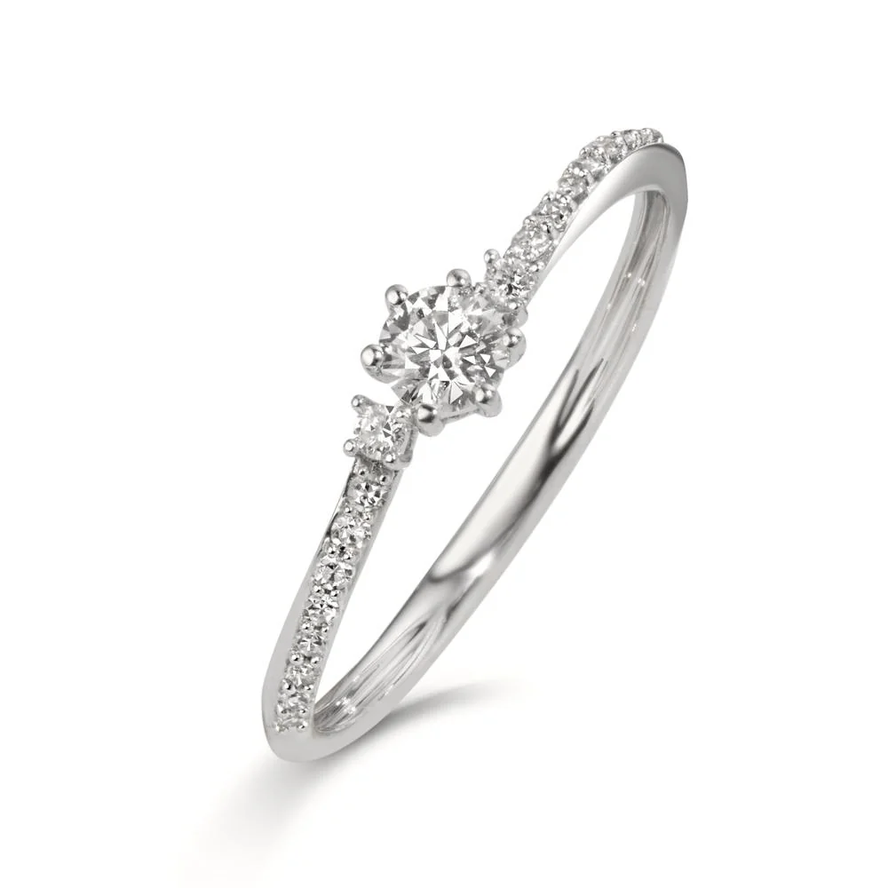 Anello solitario Oro bianco 750/18 carati Diamante 0.24 ct, w-si