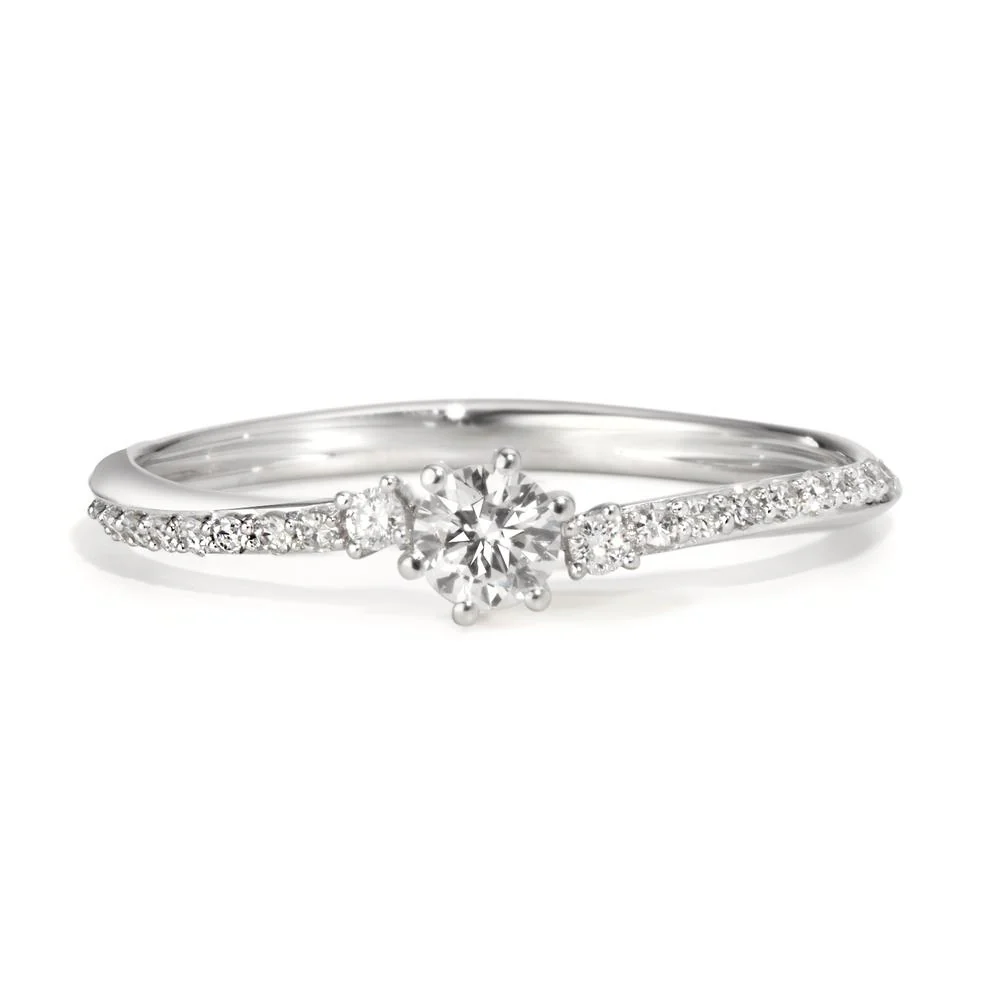 Anello solitario Oro bianco 750/18 carati Diamante 0.24 ct, w-si - Image 2