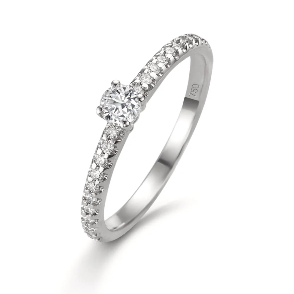 Anello solitario Oro bianco 750/18 carati Diamante 0.31 ct, 23 pietra, w-si