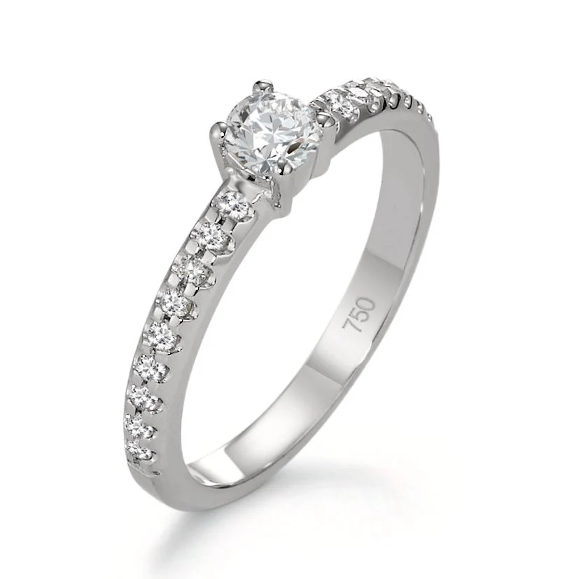 Anello solitario Oro bianco 750/18 carati Diamante 0.35 ct, 19 pietra, w-si