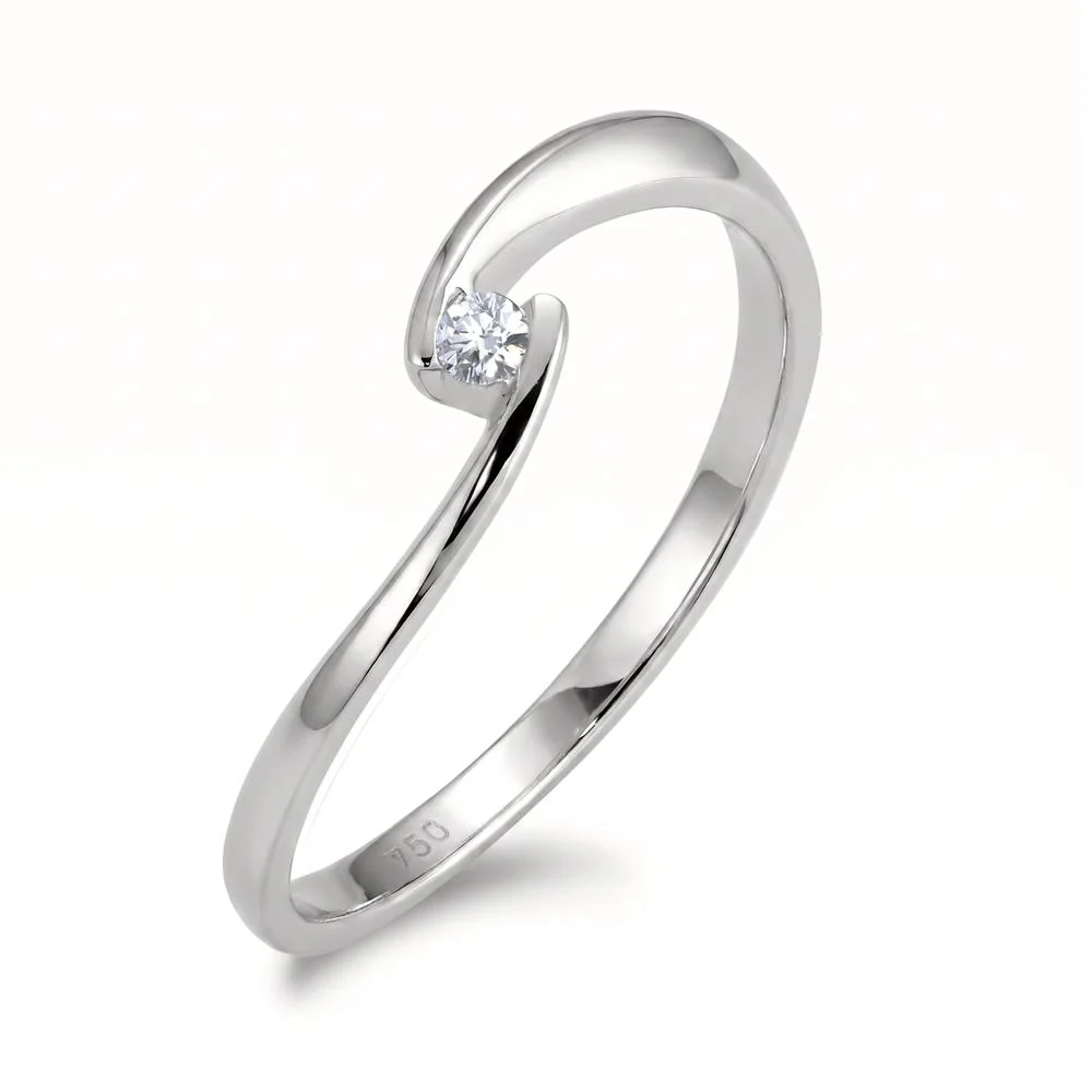 Anello solitario Oro bianco 750/18 carati Diamante bianco, 0.04 ct, [Brillant], w-si