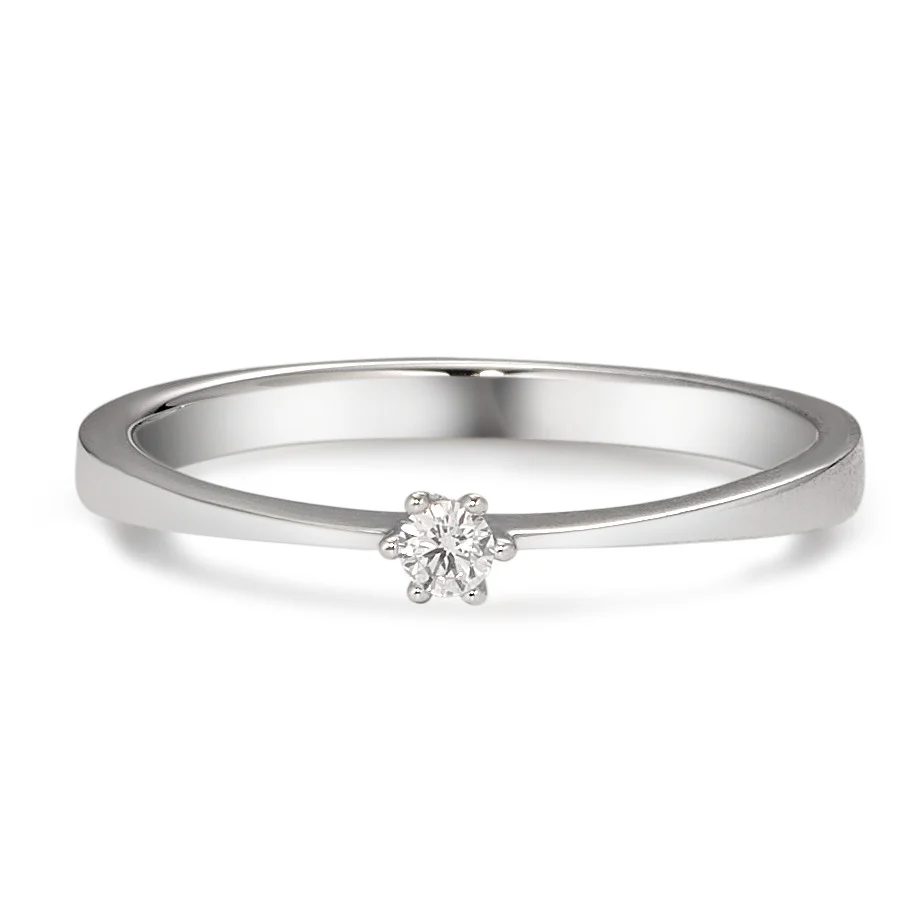 Anello solitario Oro bianco 750/18 carati Diamante bianco, 0.05 ct, [Brillant], w-si - Image 3