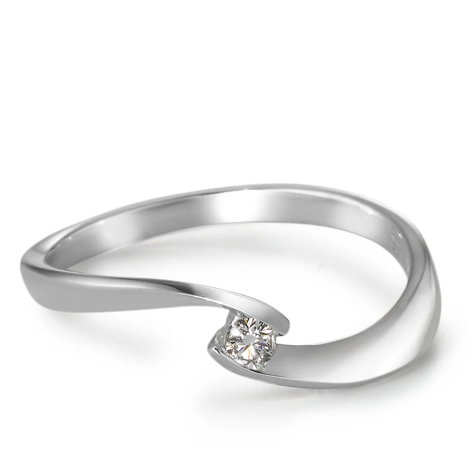 Anello solitario Oro bianco 750/18 carati Diamante bianco, 0.06 ct, [Brillant], w-si - Image 2