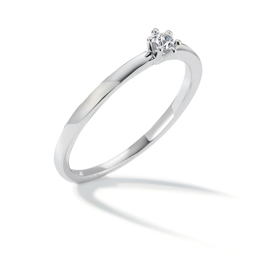 Anello solitario Oro bianco 750/18 carati Diamante bianco, 0.07 ct, [Brillant], w-si - Image 3