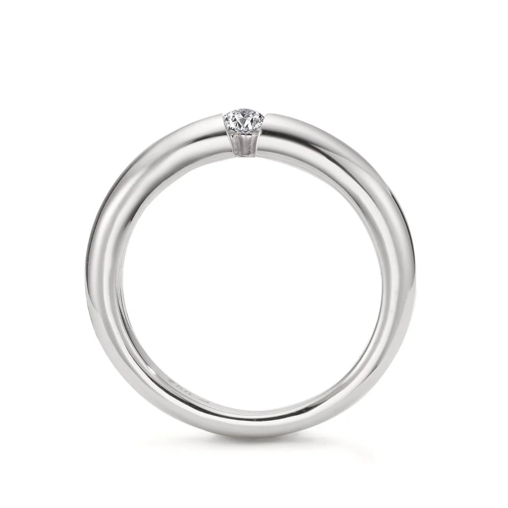 Anello solitario Oro bianco 750/18 carati Diamante bianco, 0.10 ct, [Brillant], w-si - Image 3
