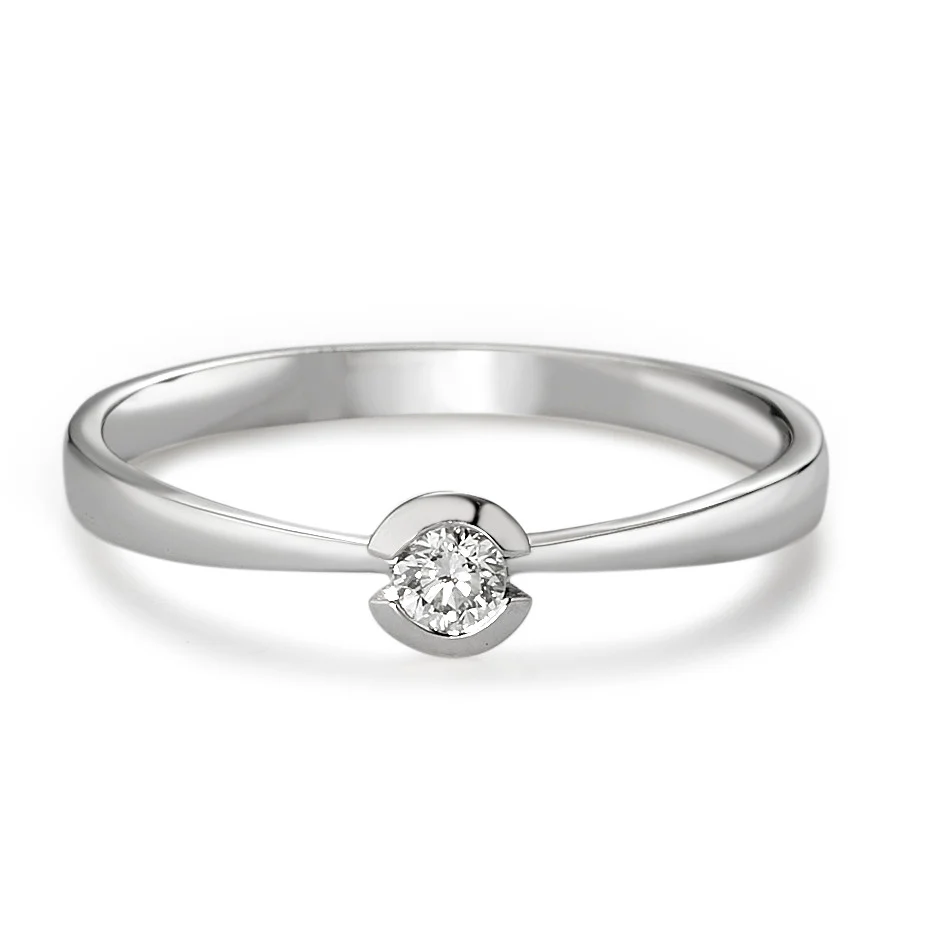Anello solitario Oro bianco 750/18 carati Diamante bianco, 0.10 ct, [Brillant], w-si - Image 2