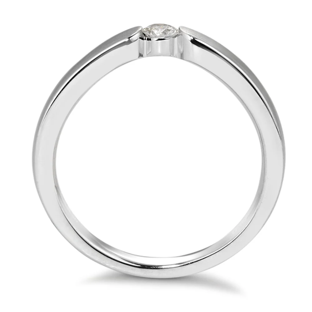Anello solitario Oro bianco 750/18 carati Diamante bianco, 0.10 ct, [Brillant], w-si - Image 2