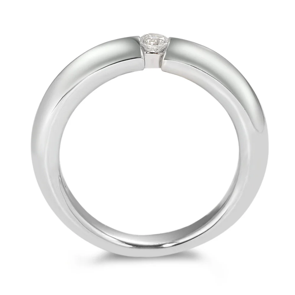 Anello solitario Oro bianco 750/18 carati Diamante bianco, 0.10 ct, [Brillant], w-si - Image 2