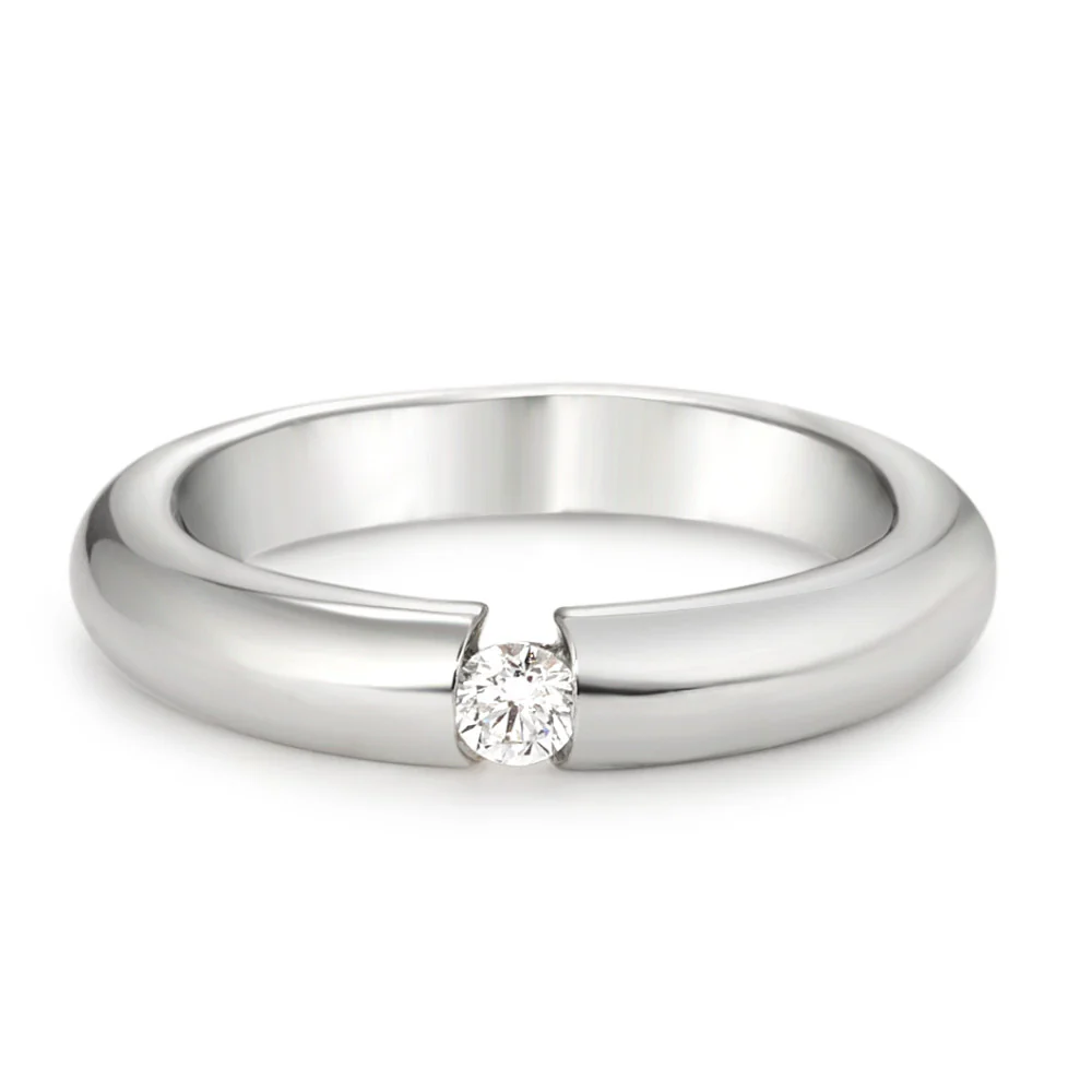 Anello solitario Oro bianco 750/18 carati Diamante bianco, 0.10 ct, [Brillant], w-si - Image 3