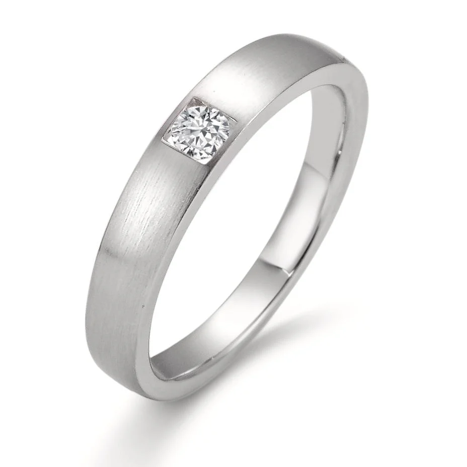 Anello solitario Oro bianco 750/18 carati Diamante bianco, 0.11 ct, [Brillant], w-si