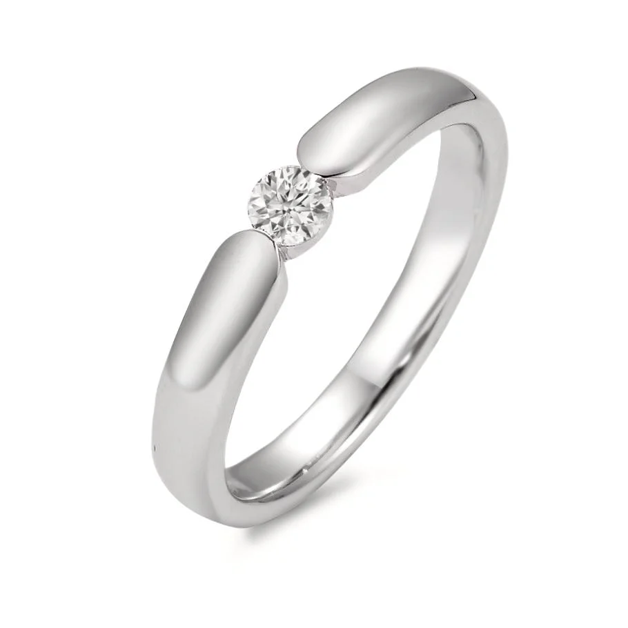 Anello solitario Oro bianco 750/18 carati Diamante bianco, 0.13 ct, [Brillant], w-si