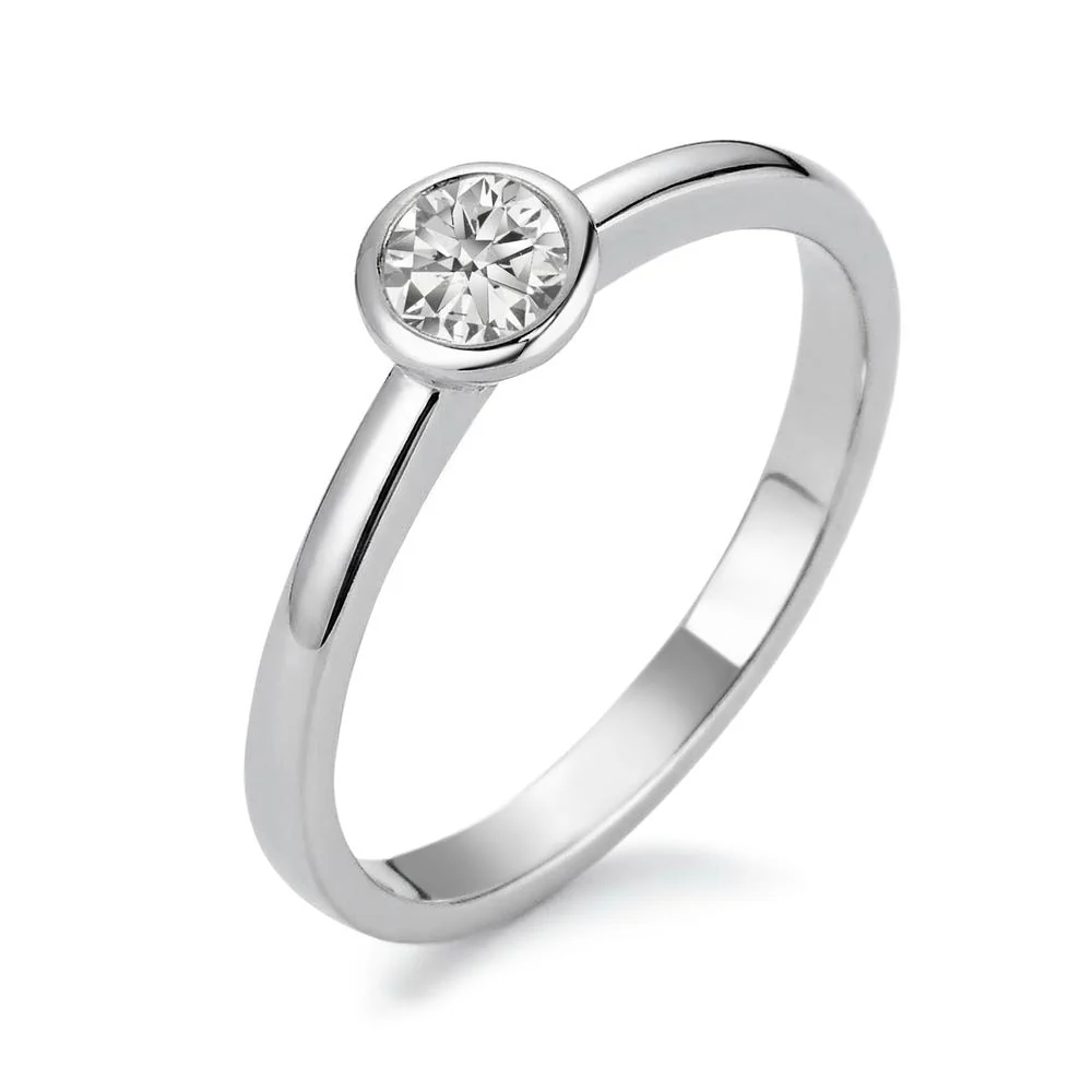 Anello solitario Oro bianco 750/18 carati Diamante bianco, 0.20 ct, [Brillant], w-si