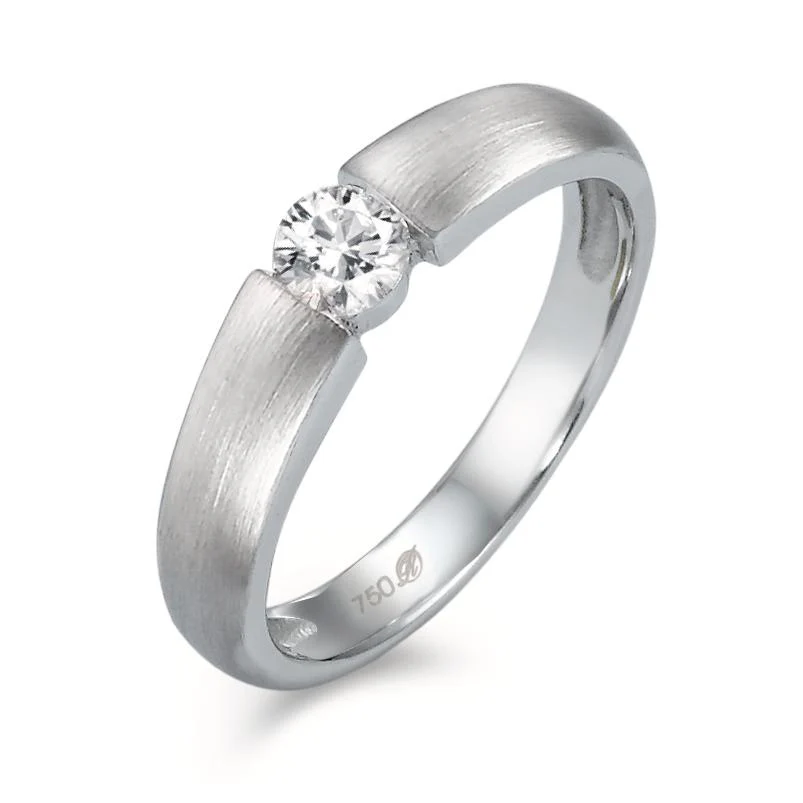 Anello solitario Oro bianco 750/18 carati Diamante bianco, 0.20 ct, w-si Ø3.8 mm
