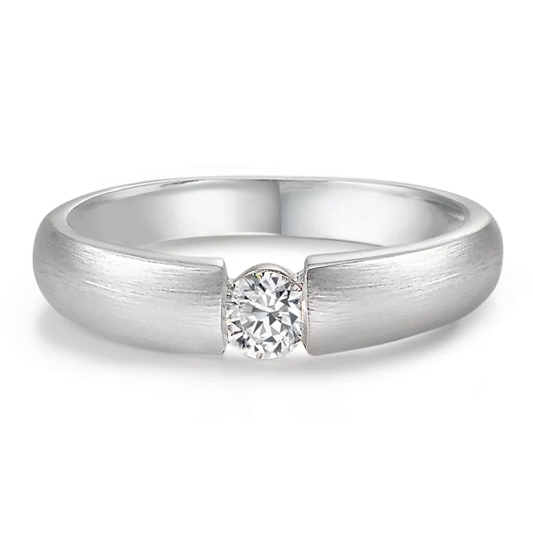 Anello solitario Oro bianco 750/18 carati Diamante bianco, 0.20 ct, w-si Ø3.8 mm - Image 2