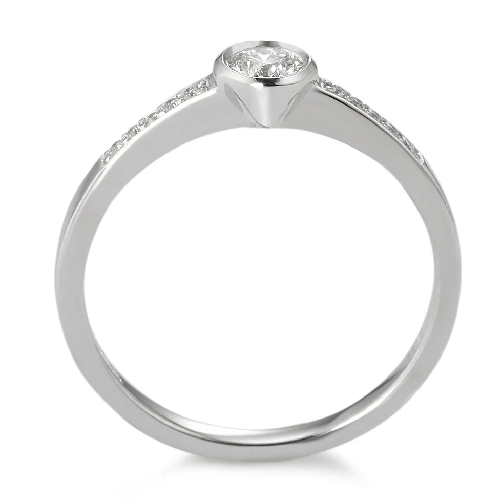 Anello solitario Oro bianco 750/18 carati Diamante bianco, 0.22 ct, 11 pietra, [Brillant], w-si Ø4.5 mm - Image 2