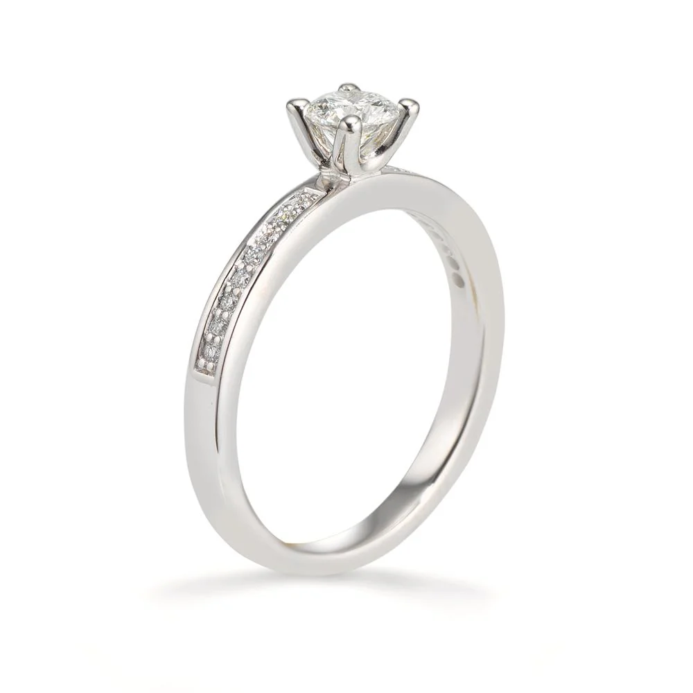 Anello solitario Oro bianco 750/18 carati Diamante bianco, 0.22 ct, [Brillant], w-si, Diamante 0.08 ct, 16 pietra, [Brillant], w-si - Image 2