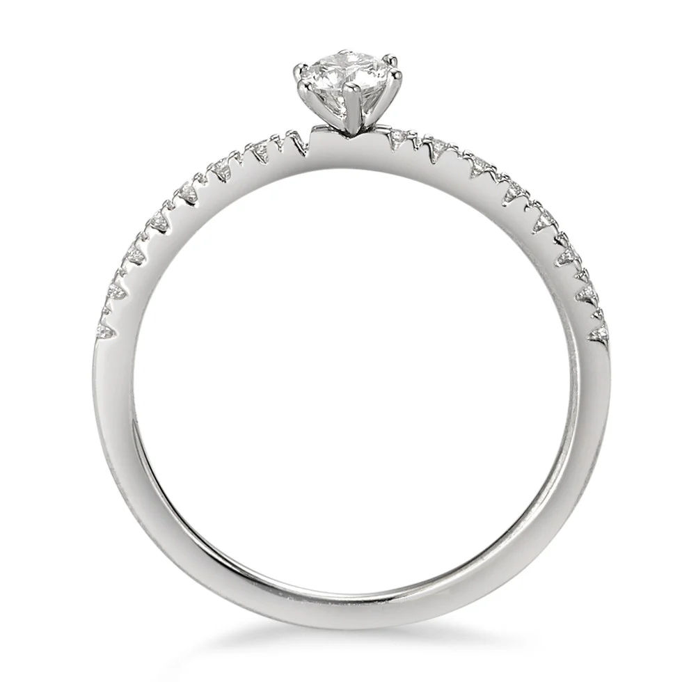 Anello solitario Oro bianco 750/18 carati Diamante bianco, 0.25 ct, 17 pietra, [Brillant], w-si - Image 2