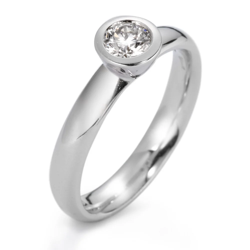 Anello solitario Oro bianco 750/18 carati Diamante bianco, 0.30 ct, si rodiato